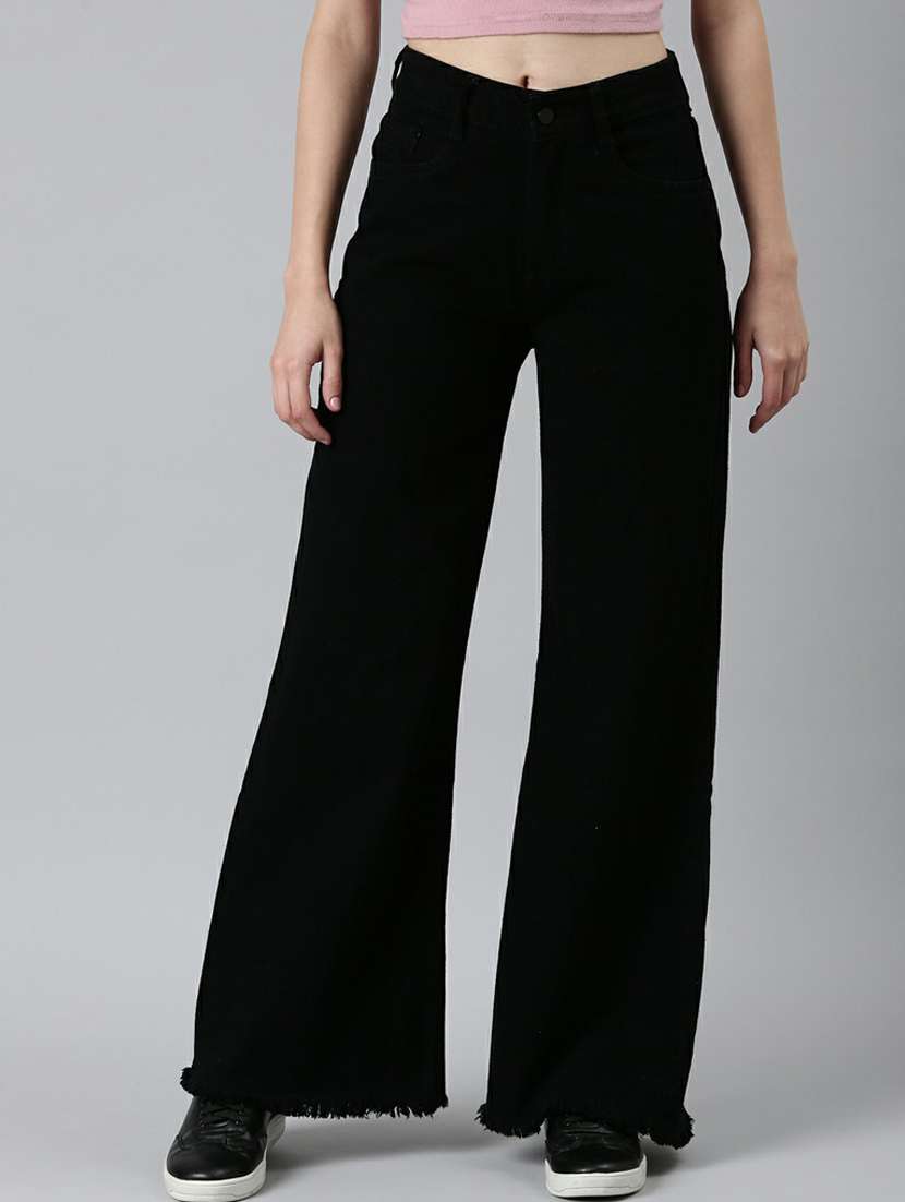 women's plain wide leg jeans