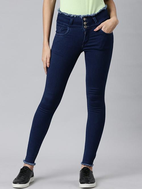 showoff women's high-rise clean look stretchable blue skinny fit jeans - 20249692 - Standard Image - 0