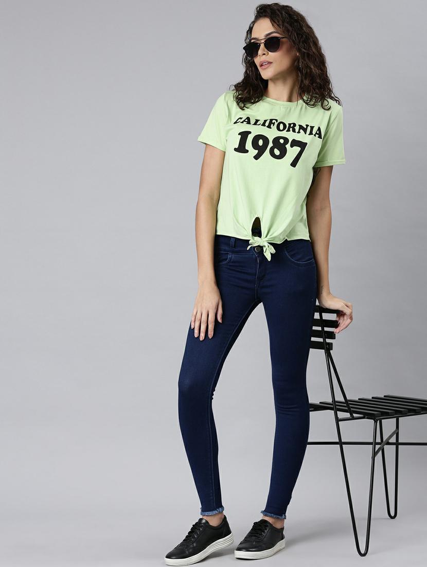 showoff women's high-rise clean look stretchable blue skinny fit jeans - 20249692 - Standard Image - 3