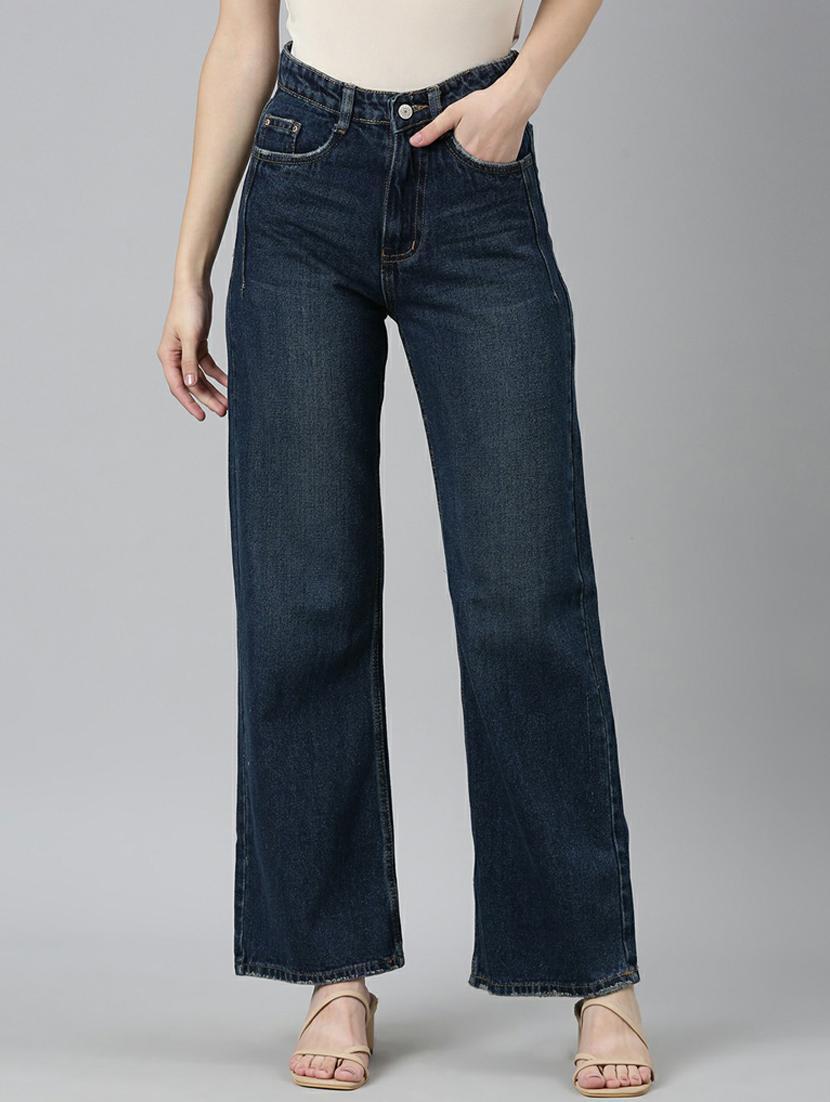 women's plain wide leg jeans