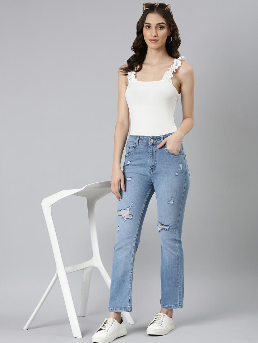 women's distress bootcut jeans - 20249727 - Standard Image - 3