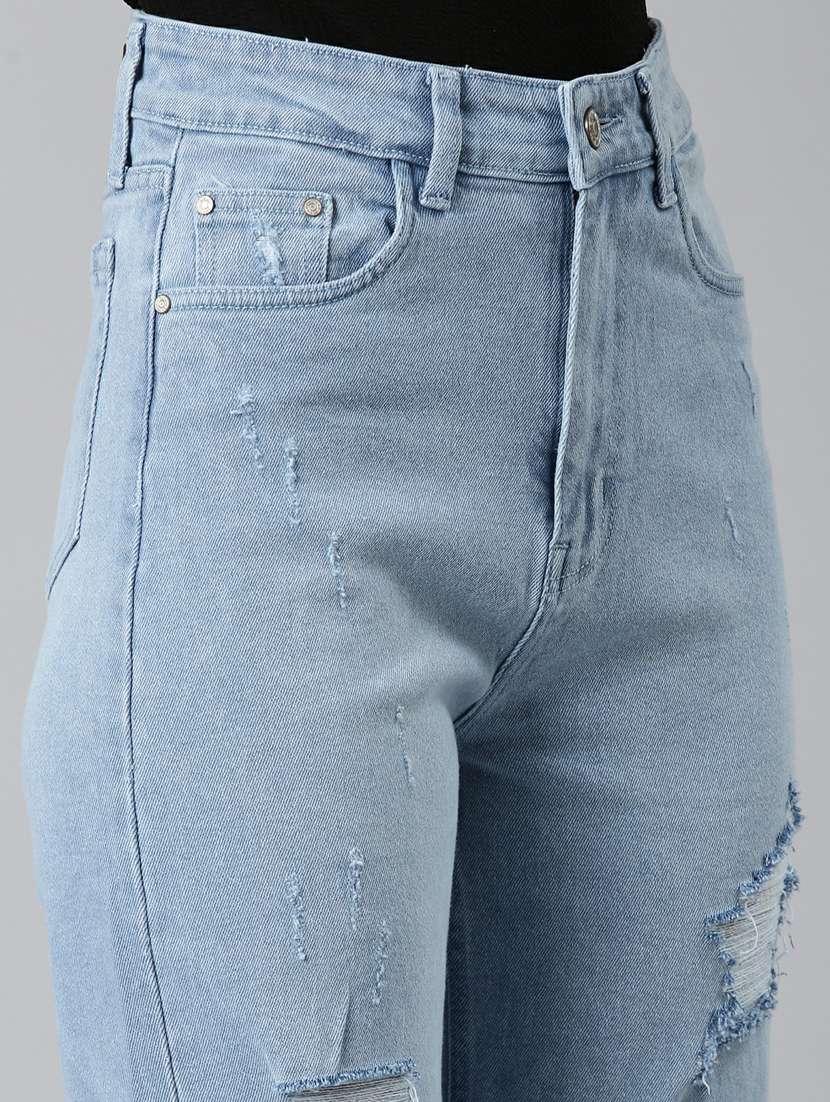 women's distress straight fit jeans - 20249732 - Standard Image - 8