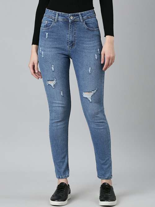 women's distress slim fit jeans - 20249746 -  Standard Image - 0