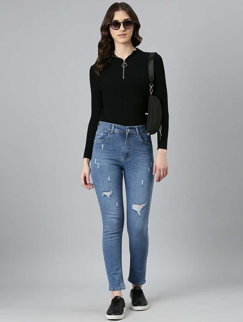women's distress slim fit jeans - 20249746 - Standard Image - 3
