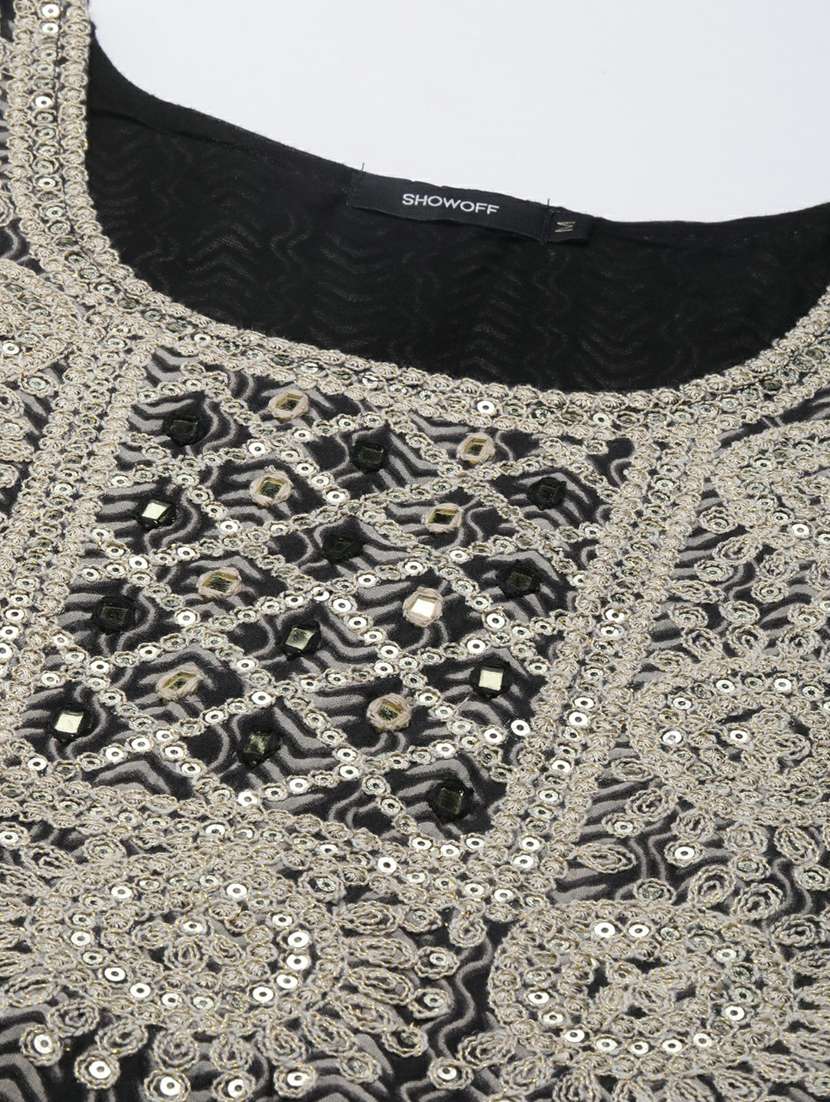 women black printed kurta skirt set with dupatta - 20251234 -  Standard Image - 5