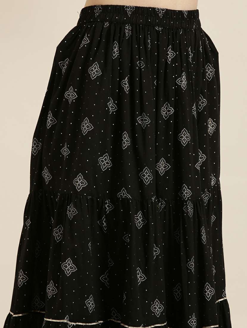 women black printed kurta skirt set with dupatta - 20251234 -  Standard Image - 8