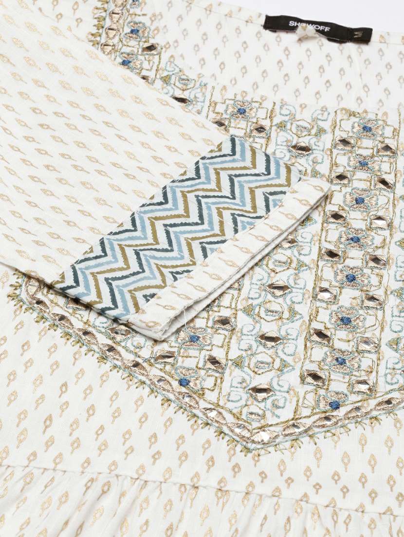 women foil print round neck kurta pant set - 20251244 -  Standard Image - 8