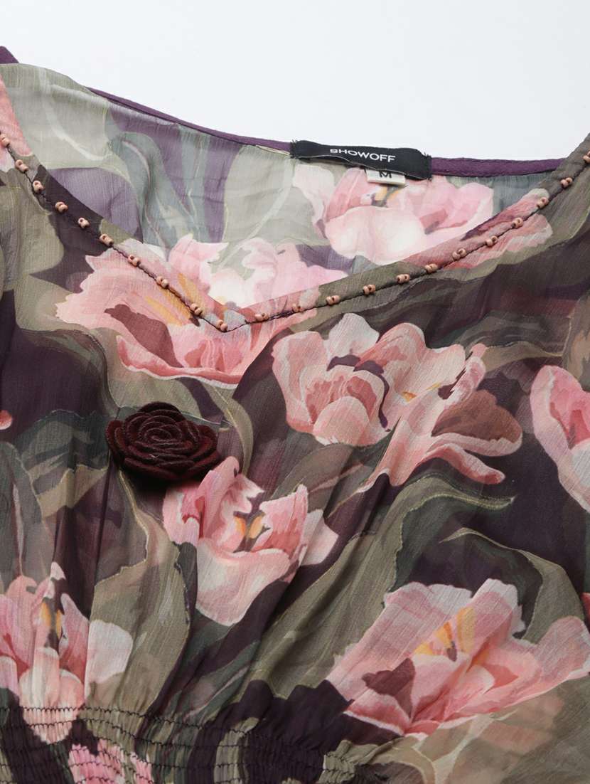 women floral printed v neck kaftan set - 20251260 - Standard Image - 8