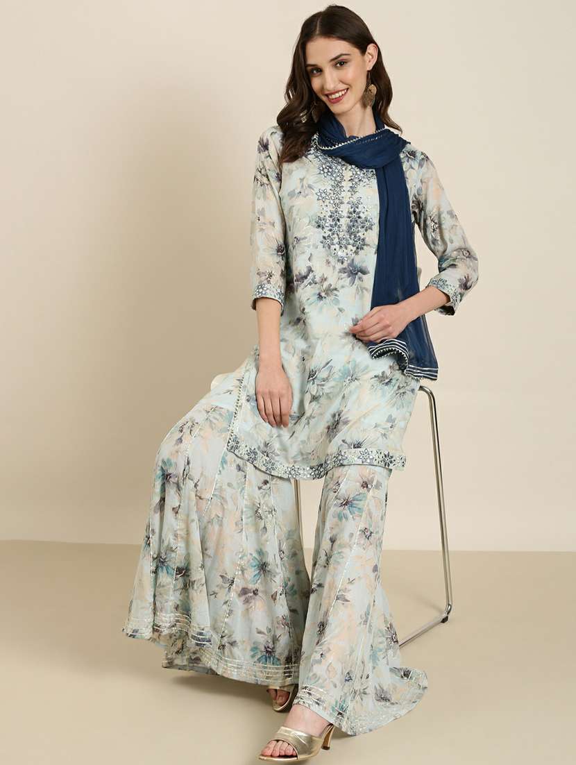 women floral printed kurta sharara set with dupatta - 20251268 -  Standard Image - 3