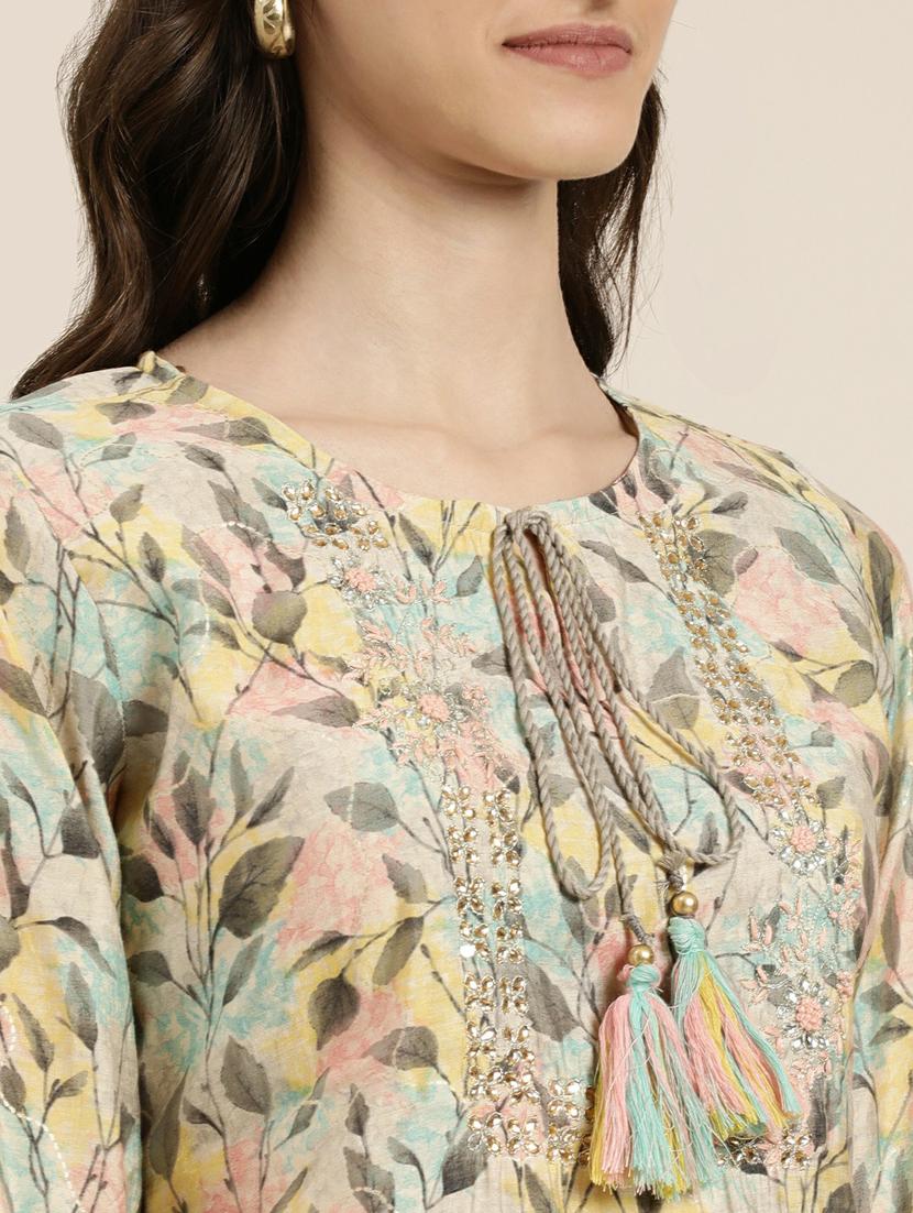 women printed kurta sharara set with dupatta - 20251270 - Standard Image - 5