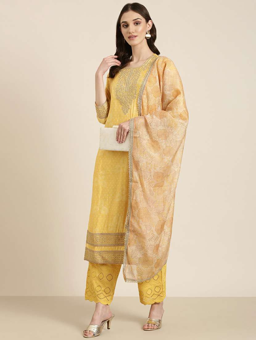 women polka dots kurta palazzo set with dupatta - 20251285 -  Standard Image - 3