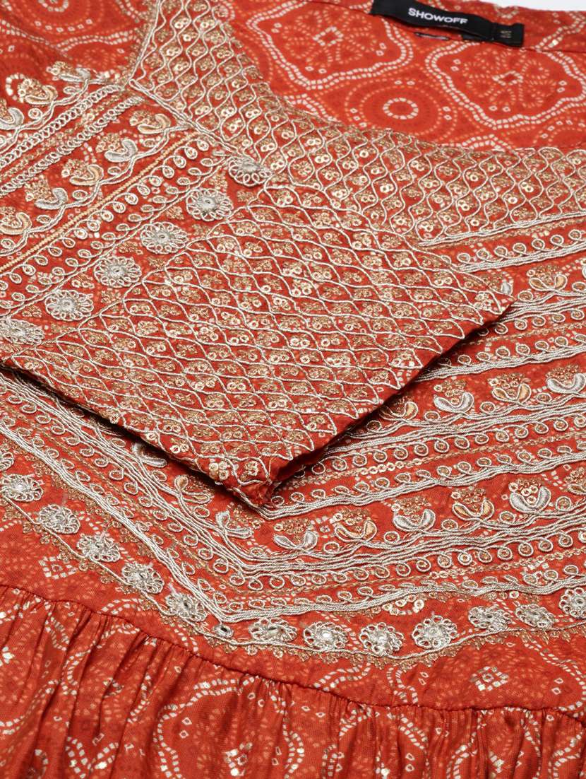 women bandhani printed kurta pant set with dupatta - 20251289 -  Standard Image - 8