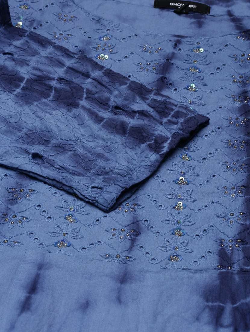 women tie & dye kurta palazzo set with dupatta - 20251293 -  Standard Image - 8