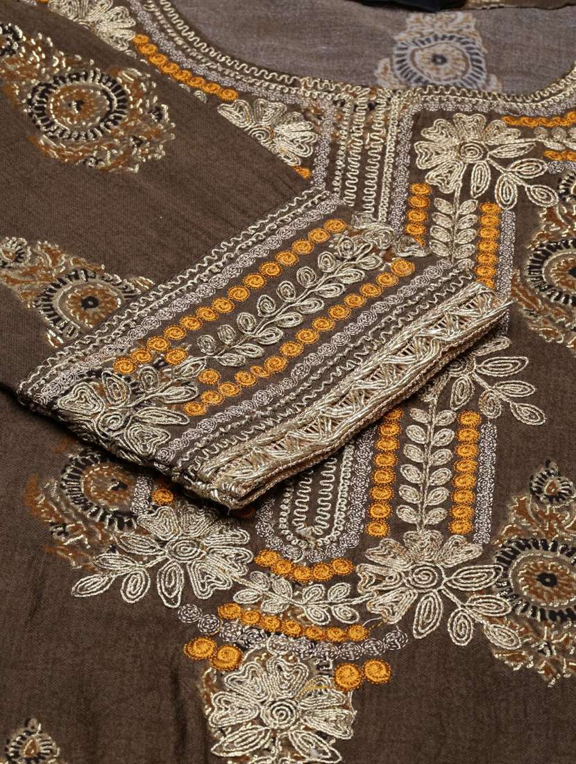 women brown printed kurta palazzo set with dupatta - 20251305 -  Standard Image - 8