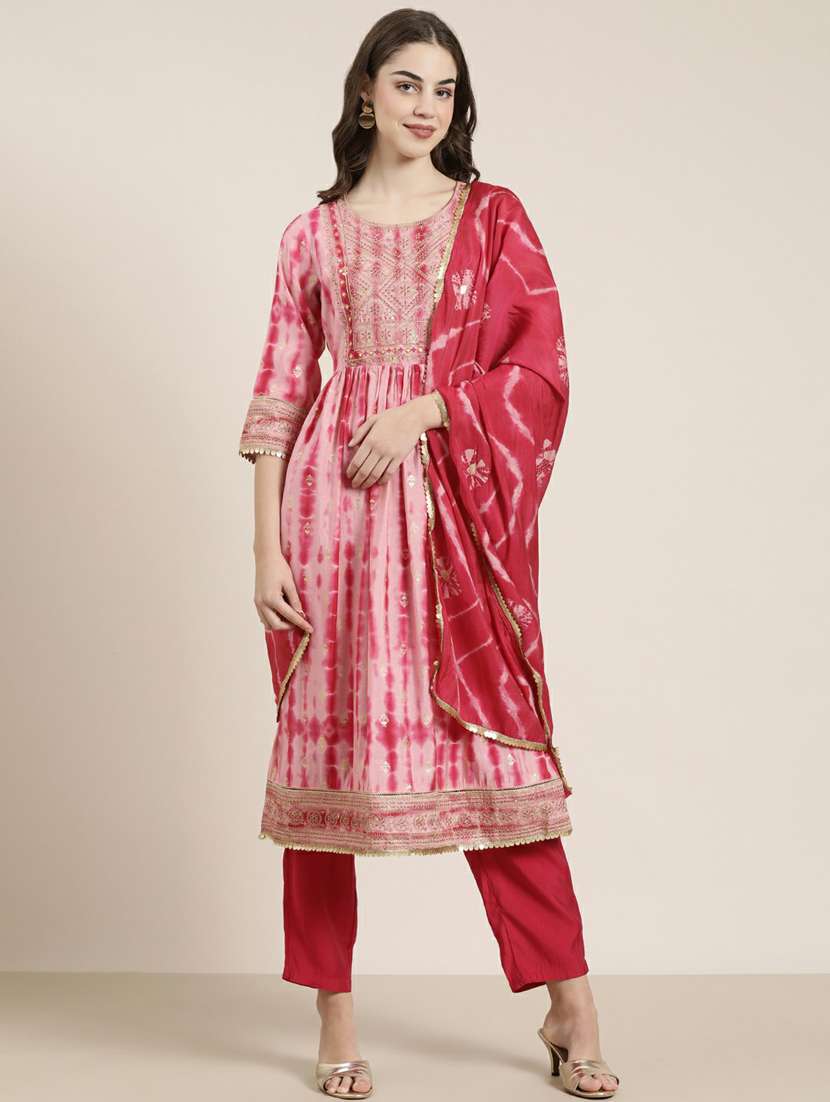 women tie & dye kurta pant set with dupatta - 20251312 -  Zoom Image - 0