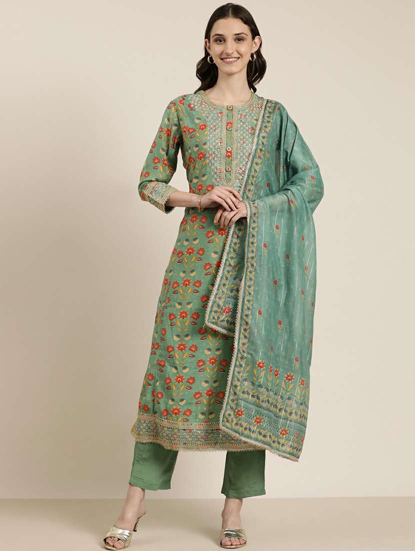 women floral kurta pant set with dupatta