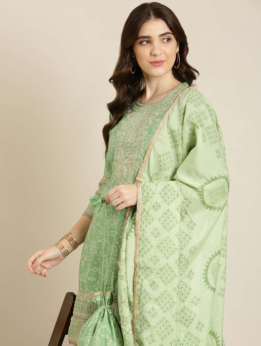 women floral round neck kurta sharara set with dupatta - 20251327 -  Standard Image - 5