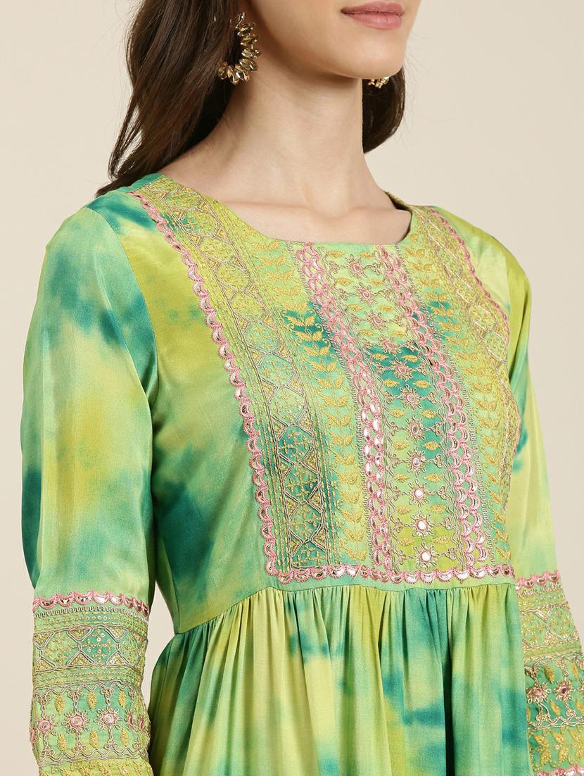 women tie & dye kurta sharara set with dupatta - 20251334 - Standard Image - 5