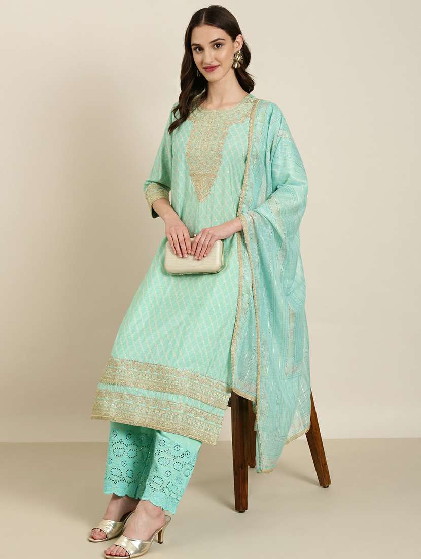 women bandhani kurta pant set with dupatta - 20251336 -  Standard Image - 3