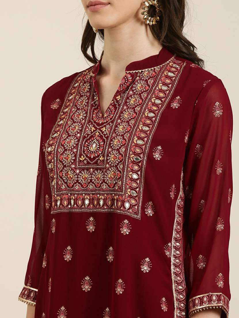 women embroidered kurta sharara set with dupatta - 20251346 - Standard Image - 5