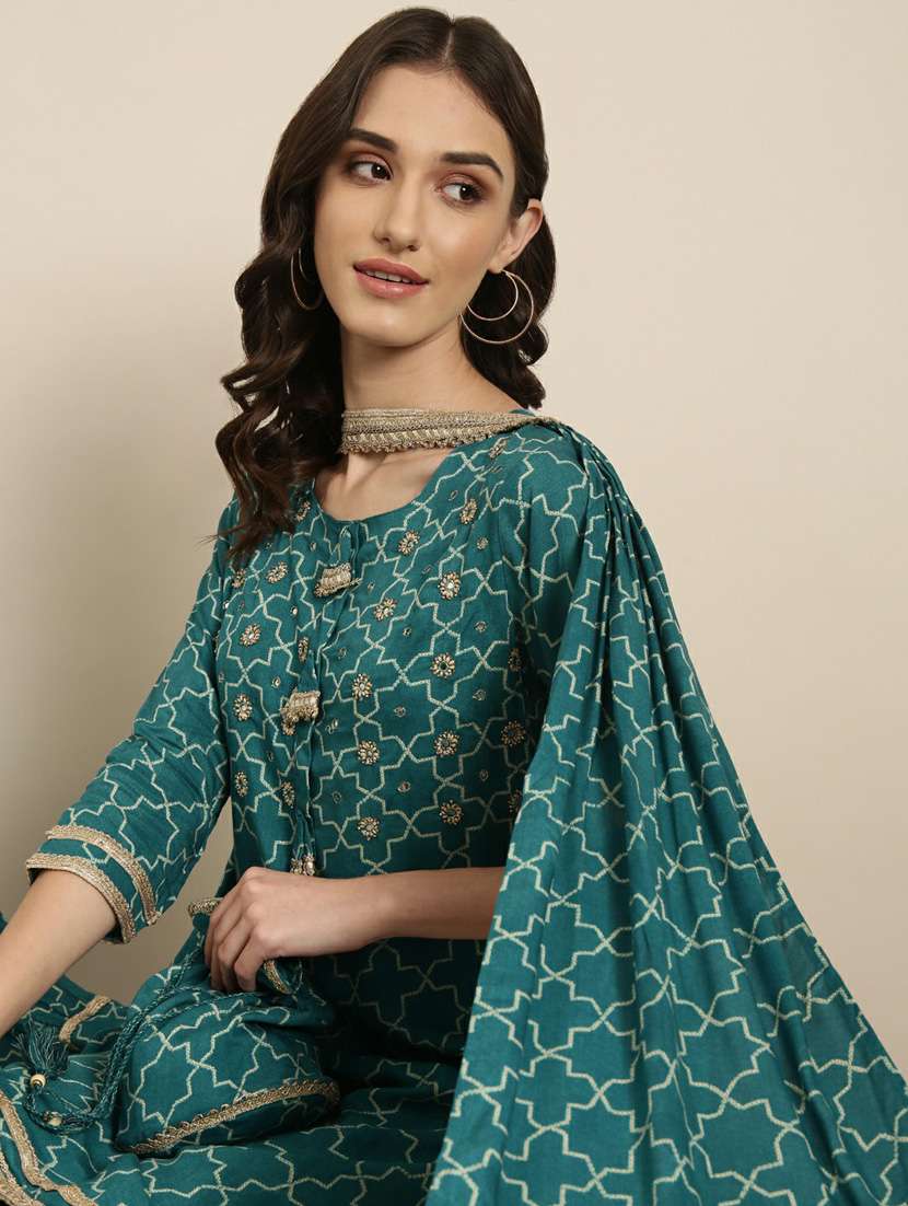 women geometric kurta sharara set with dupatta - 20251388 - Standard Image - 5