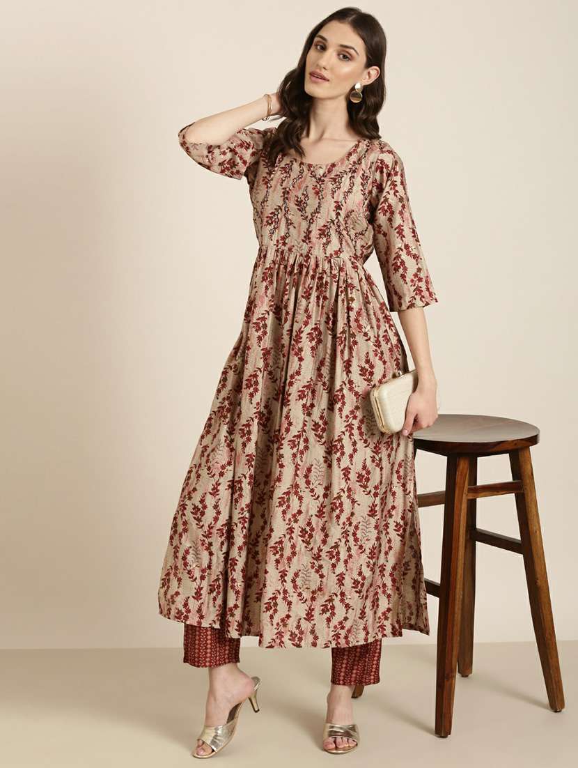 women floral printed round neck kurta pant set - 20251407 -  Standard Image - 3