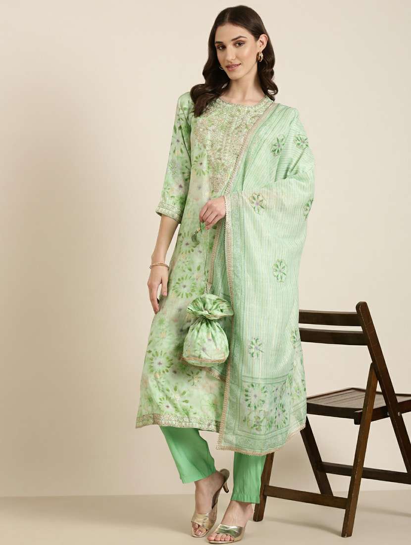 women printed round neck kurta pant set with dupatta - 20251411 - Standard Image - 3