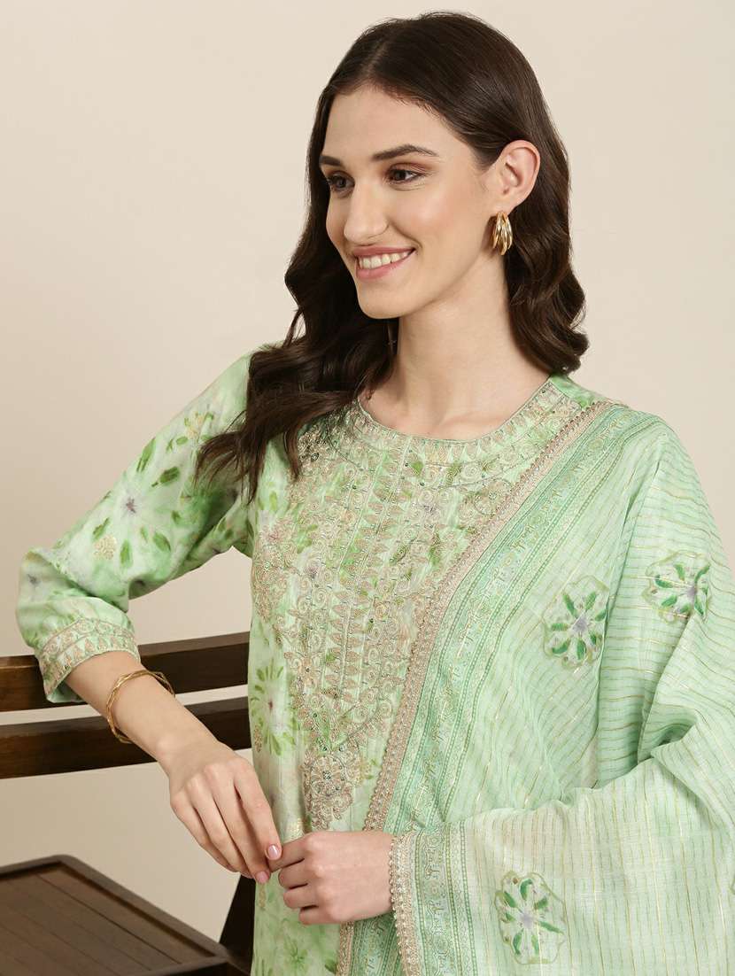 women printed round neck kurta pant set with dupatta - 20251411 - Standard Image - 5