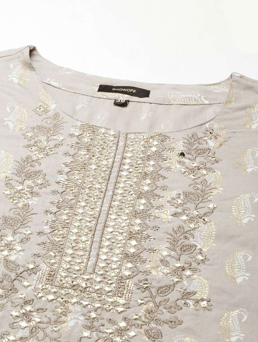 women paisley round neck kurta sharara set with dupatta - 20251412 -  Standard Image - 8