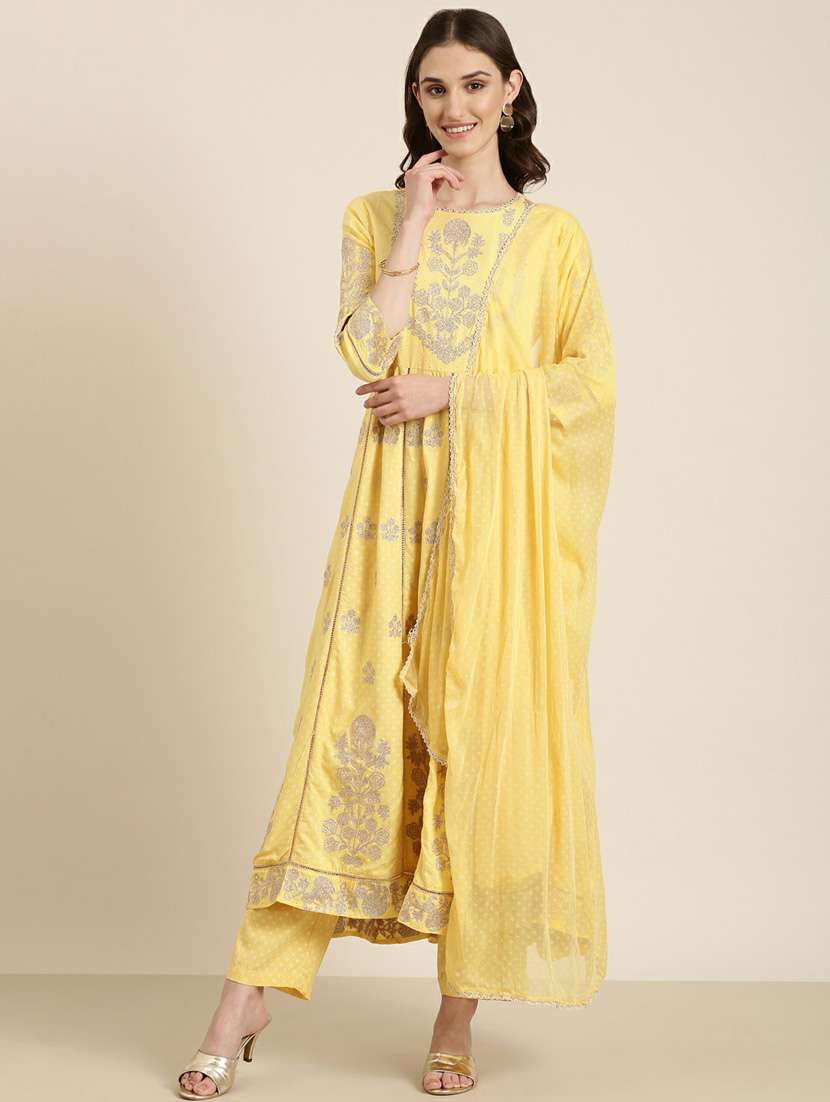 women printed kurta pant set with duaptta