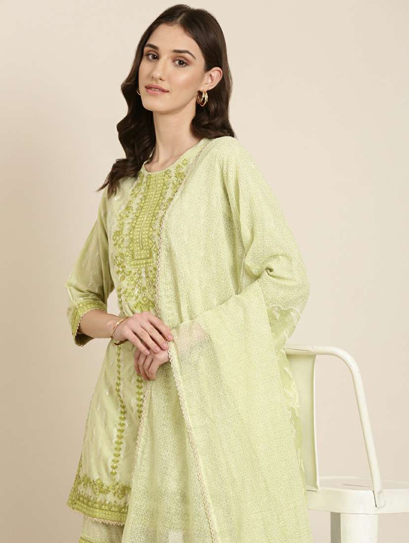 women paisley round neck kurta sharara set with dupatta - 20251423 -  Standard Image - 5
