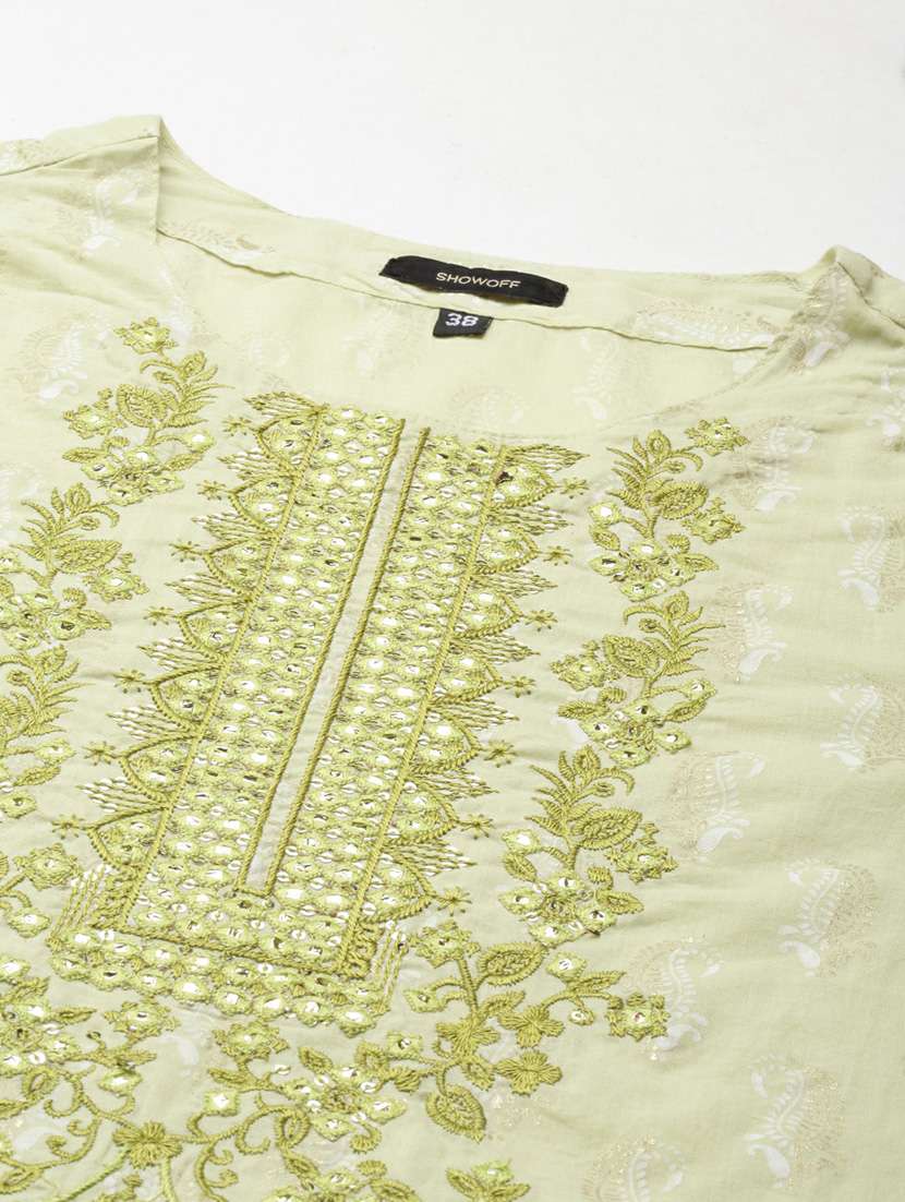 women paisley round neck kurta sharara set with dupatta - 20251423 -  Standard Image - 8