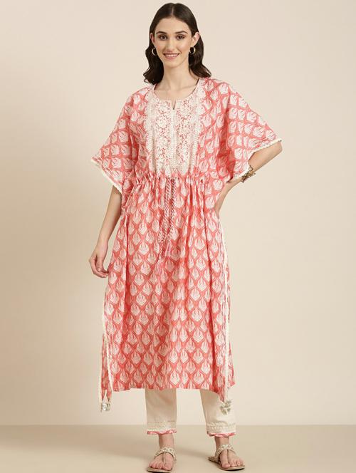 women printed notch neck kaftan set - 20251433 - Standard Image - 0