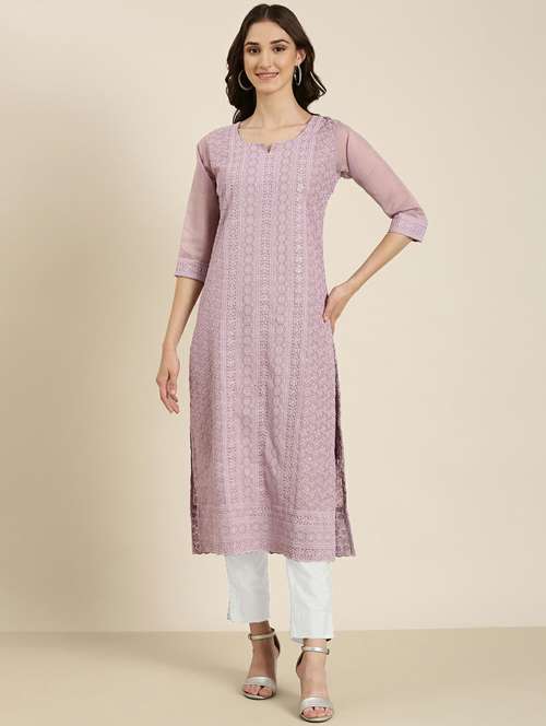 women embroidered straight kurta - 20252305 -  Standard Image - 0