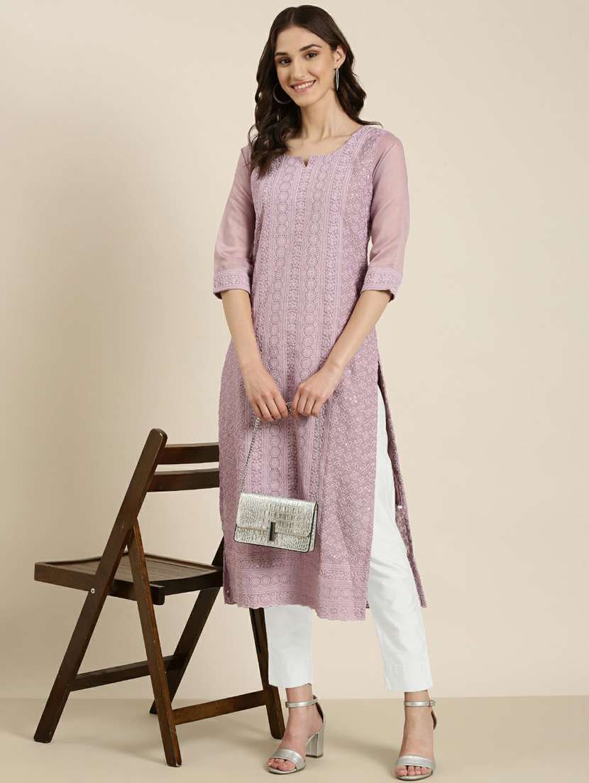 women embroidered straight kurta - 20252305 -  Standard Image - 3