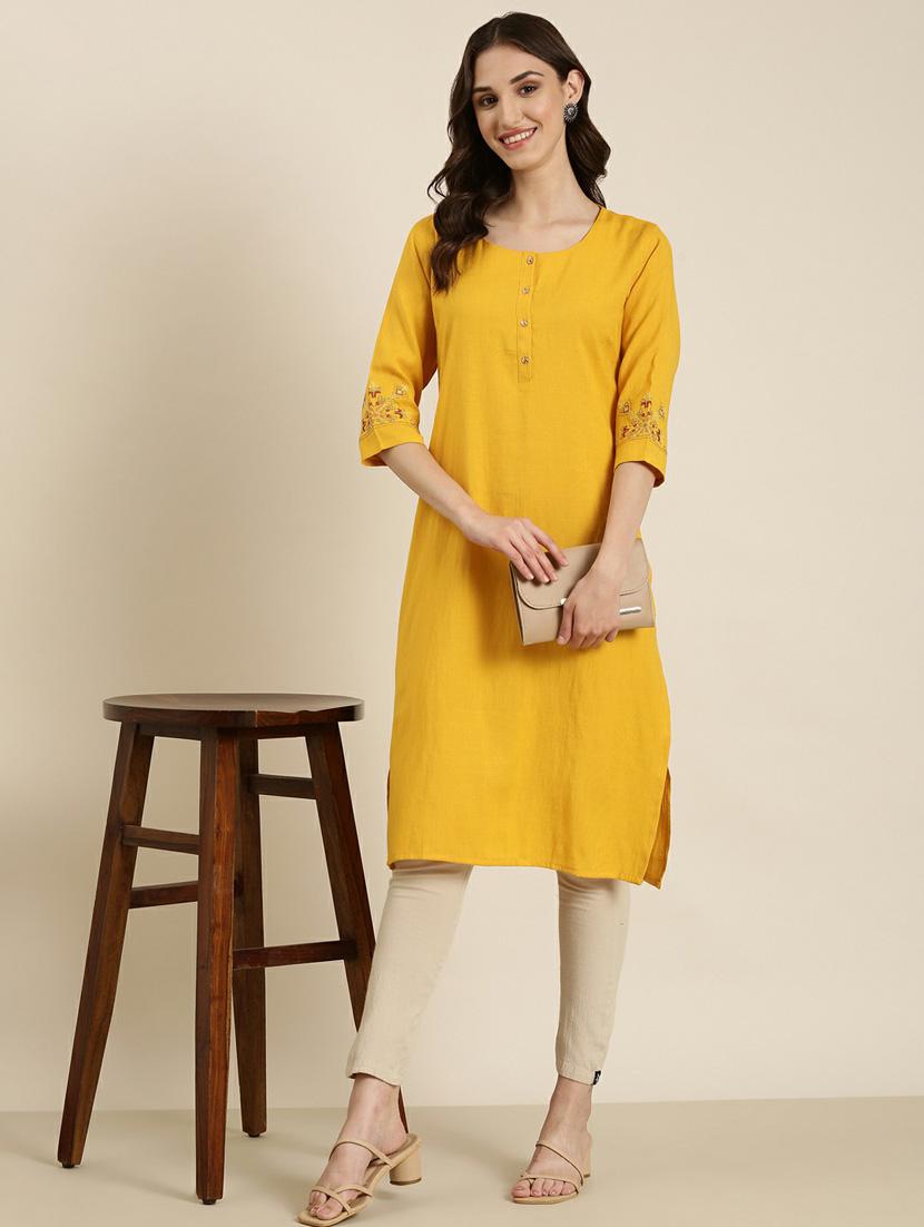 women embroidered straight kurta - 20252315 - Standard Image - 3