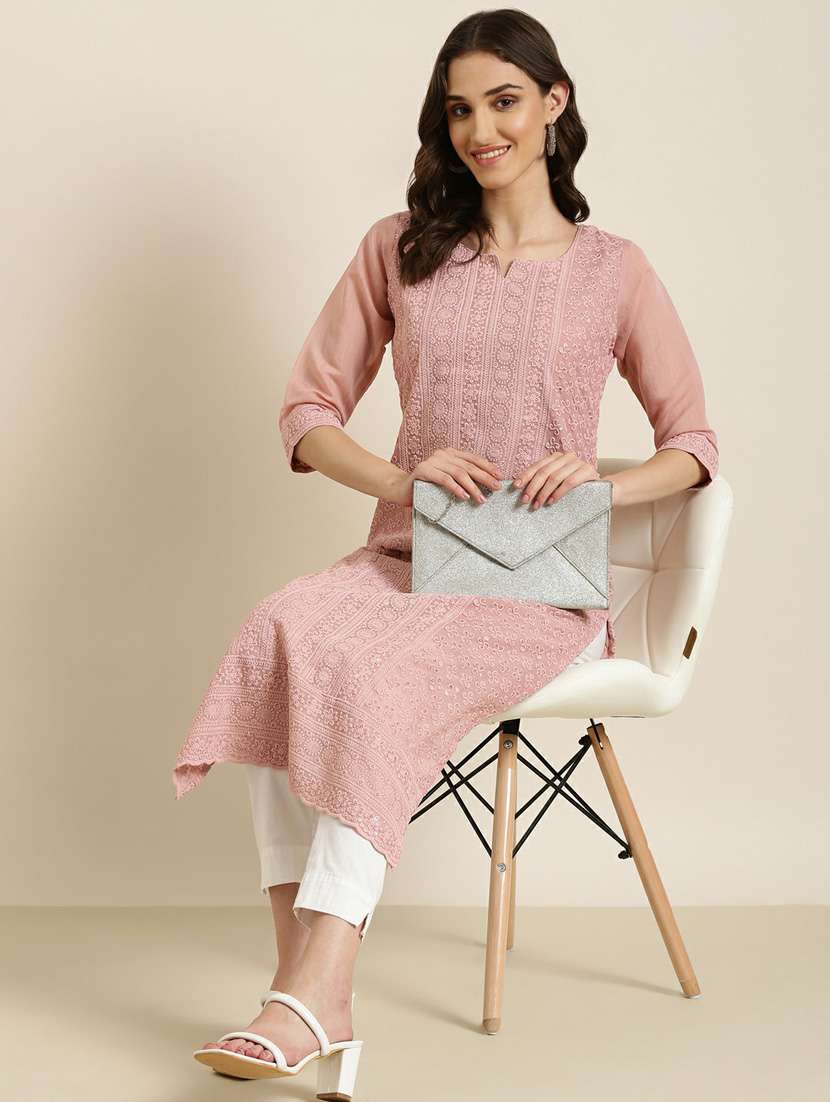 women embroidered straight kurta - 20252317 -  Standard Image - 3