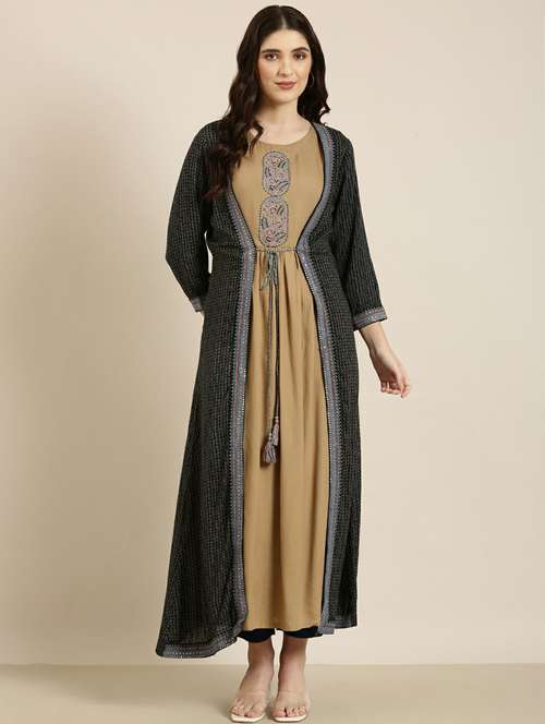 women embroidered kurta with jacket - 20252352 -  Standard Image - 0