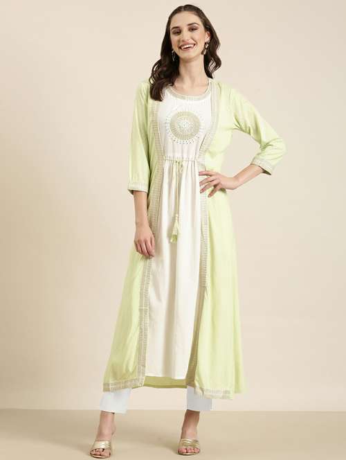 women embroidered kurta with jacket - 20252369 -  Standard Image - 0