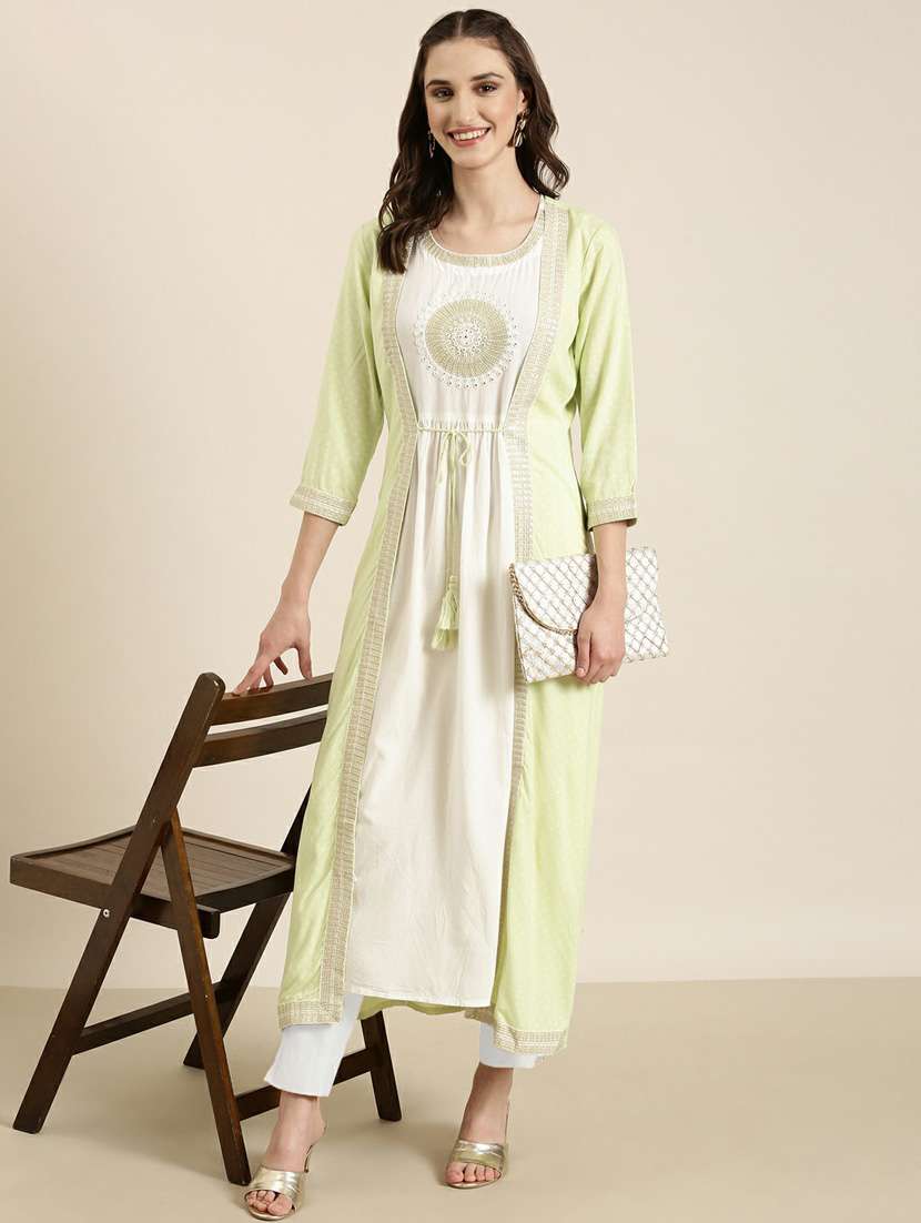 women embroidered kurta with jacket - 20252369 - Standard Image - 3
