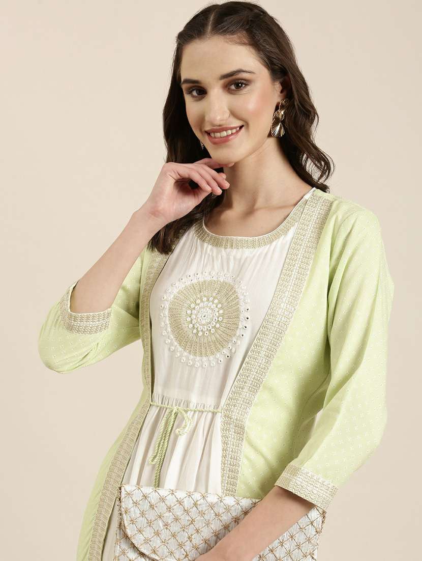women embroidered kurta with jacket - 20252369 - Standard Image - 5