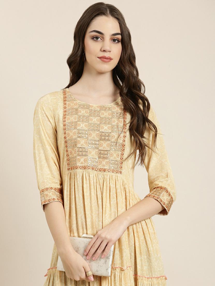 women yoke embroidered tiered kurta - 20252390 - Standard Image - 5