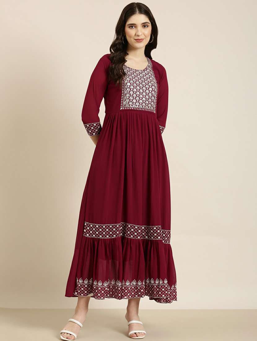 women embroidered tiered kurta - 20252391 - Zoom Image - 0