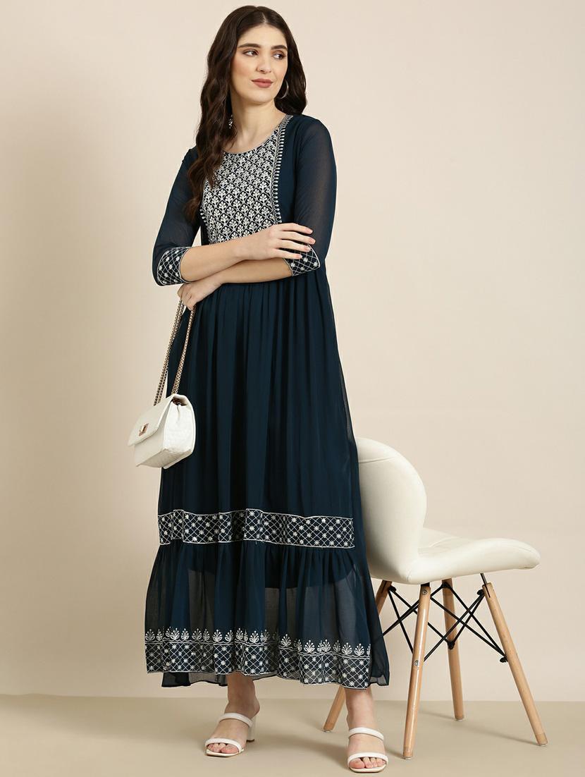 women embroidered tiered kurta - 20252392 - Standard Image - 3