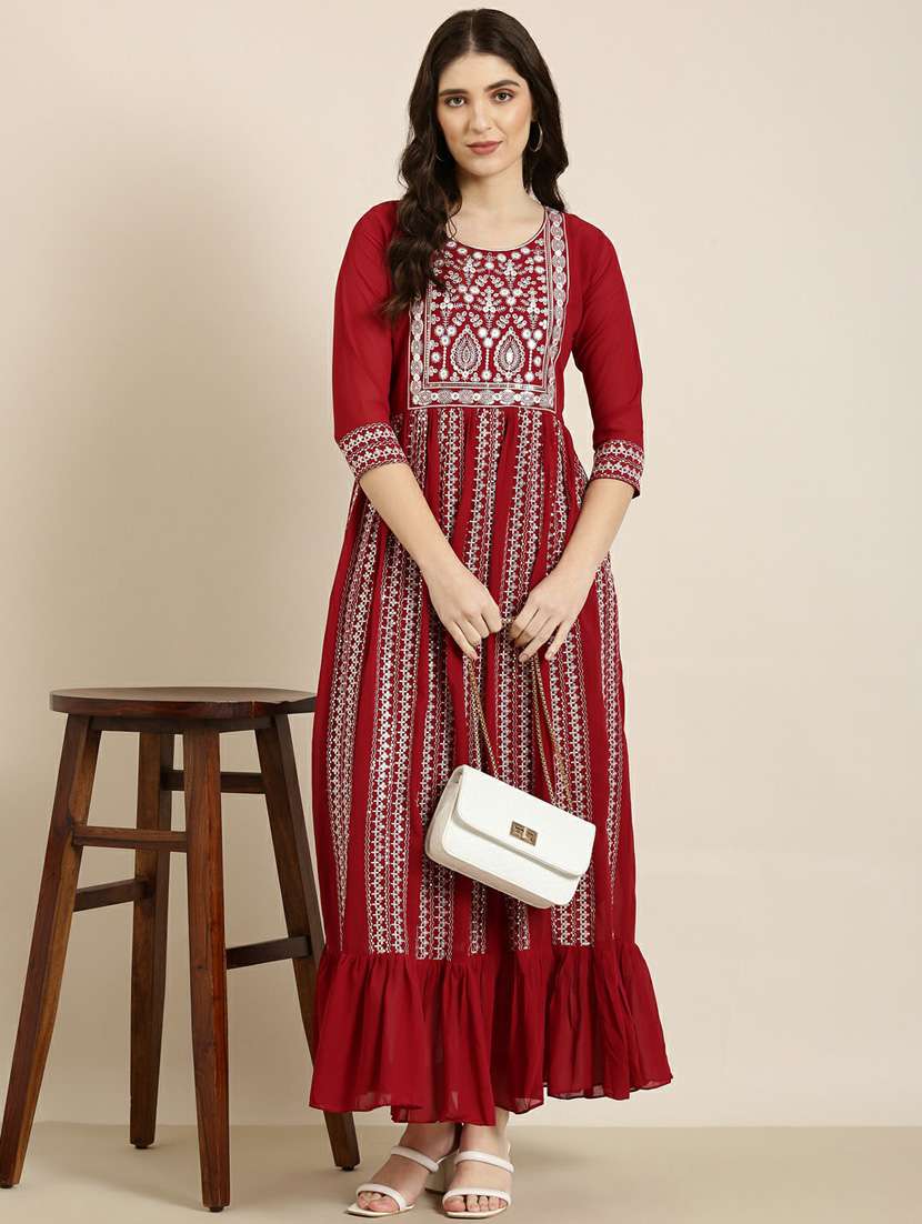 women embroidered tiered kurta - 20252393 - Standard Image - 3