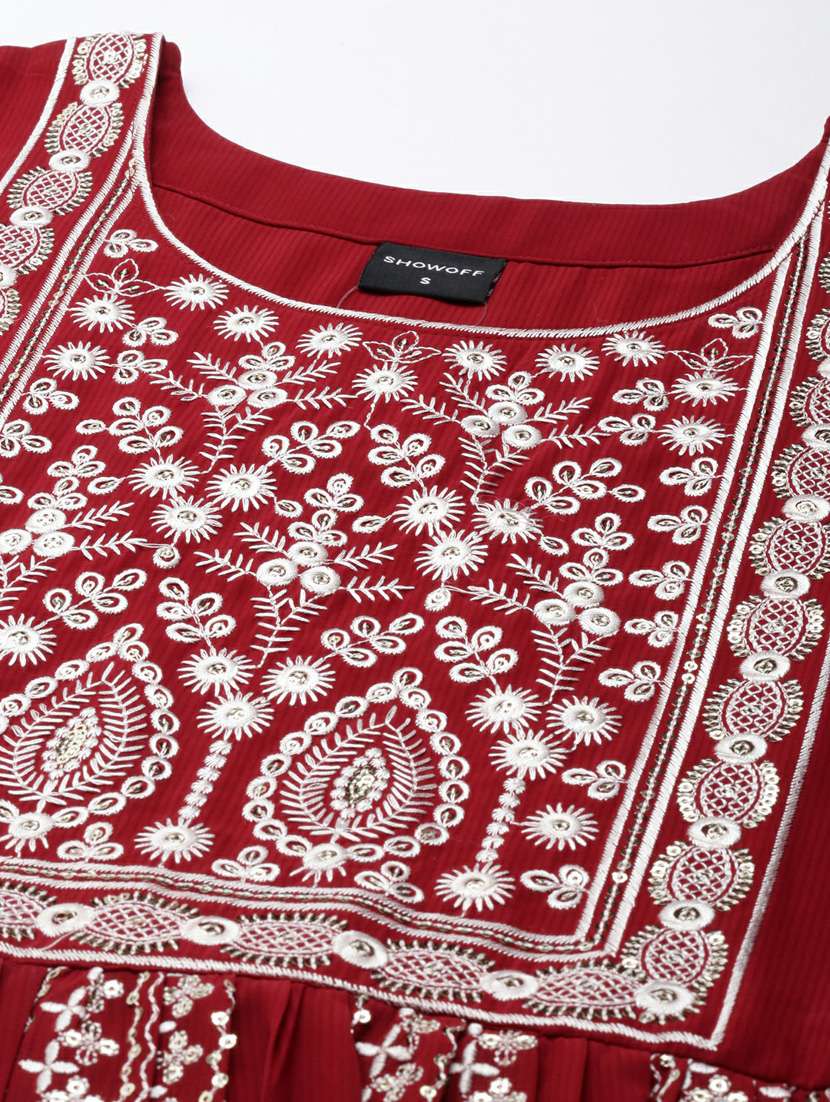 women embroidered tiered kurta - 20252393 - Standard Image - 8