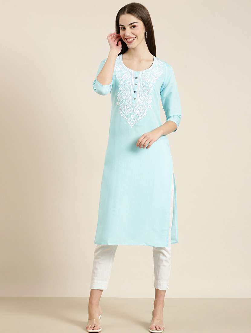 women embroidered straight kurta - 20252439 -  Zoom Image - 0