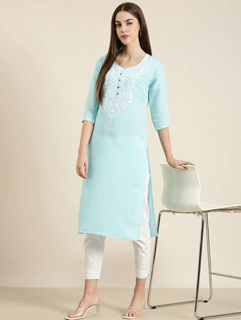 women embroidered straight kurta - 20252439 -  Standard Image - 3