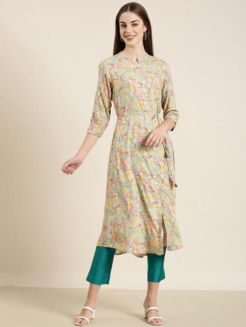 women floral printed front slit kurta - 20252532 - Standard Image - 0