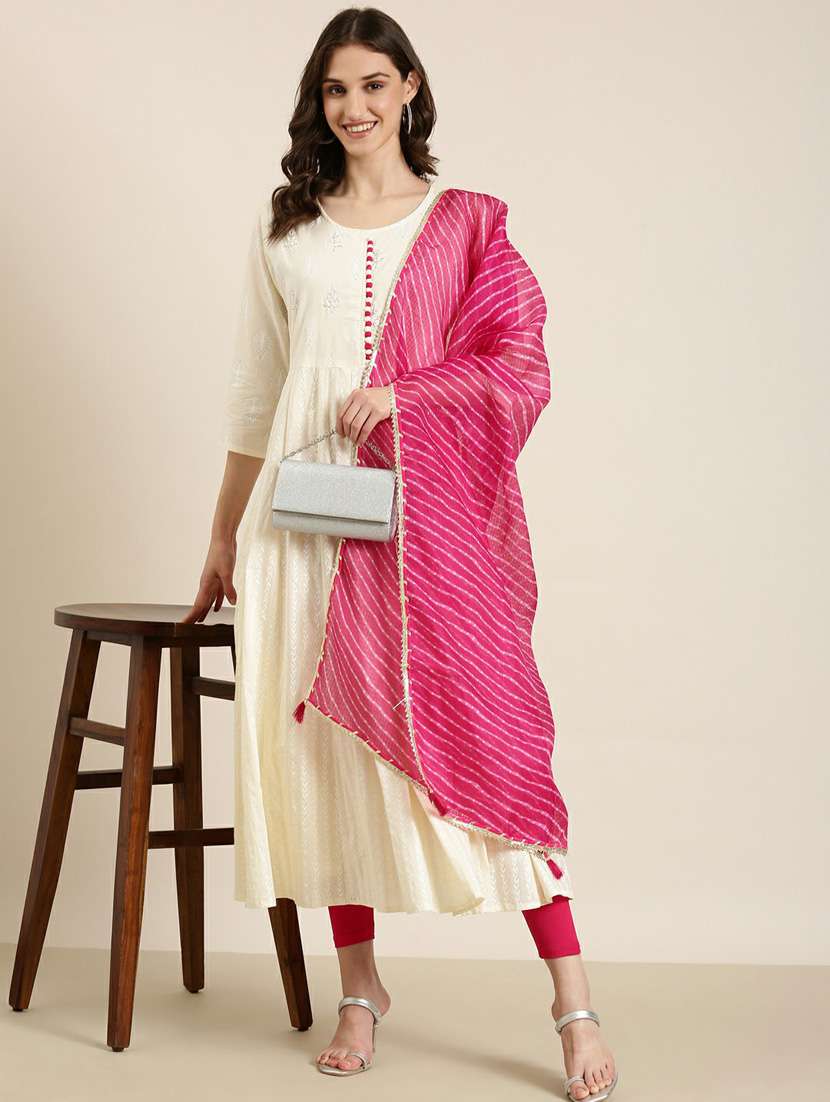 women hand block printed kurta dupatta set - 20252568 -  Standard Image - 3